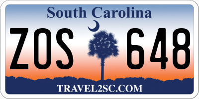 SC license plate ZOS648