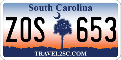 SC license plate ZOS653