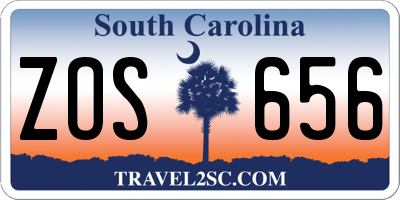 SC license plate ZOS656