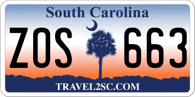 SC license plate ZOS663