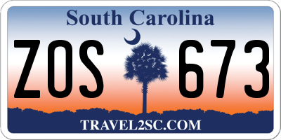 SC license plate ZOS673