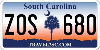 SC license plate ZOS680