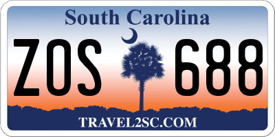 SC license plate ZOS688