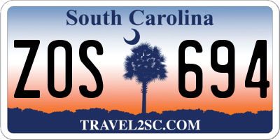 SC license plate ZOS694