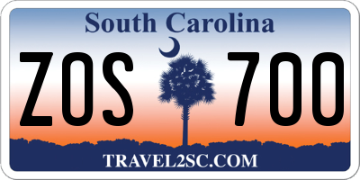 SC license plate ZOS700