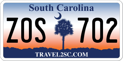 SC license plate ZOS702
