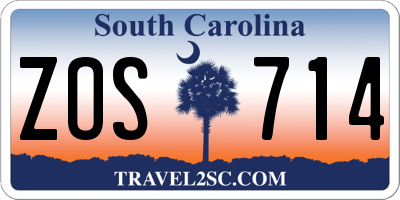 SC license plate ZOS714