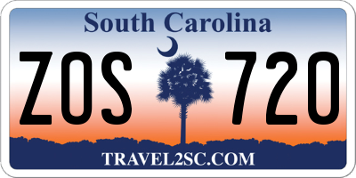 SC license plate ZOS720
