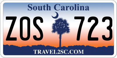 SC license plate ZOS723