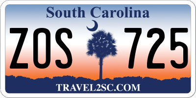 SC license plate ZOS725