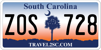 SC license plate ZOS728
