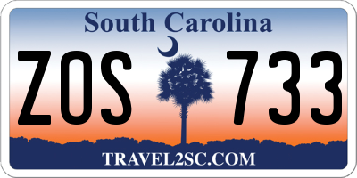 SC license plate ZOS733