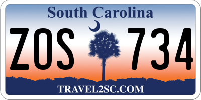 SC license plate ZOS734