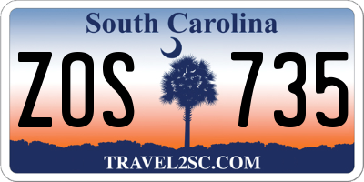 SC license plate ZOS735