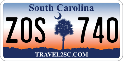 SC license plate ZOS740