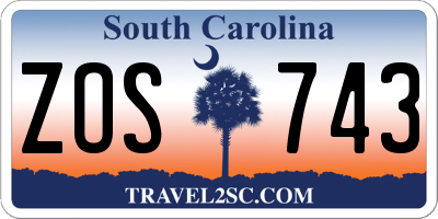 SC license plate ZOS743