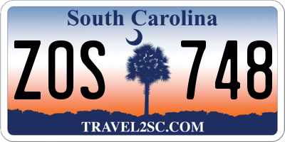 SC license plate ZOS748