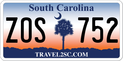 SC license plate ZOS752