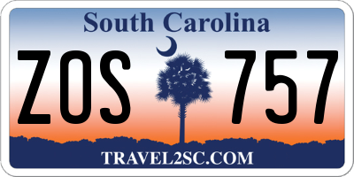 SC license plate ZOS757