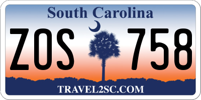 SC license plate ZOS758