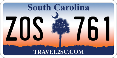 SC license plate ZOS761