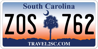 SC license plate ZOS762