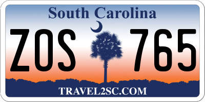 SC license plate ZOS765