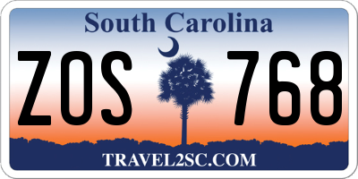 SC license plate ZOS768