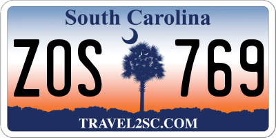 SC license plate ZOS769
