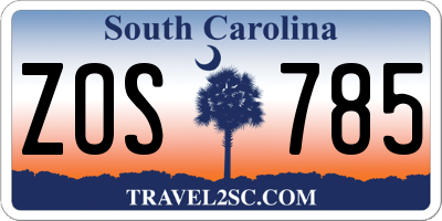 SC license plate ZOS785