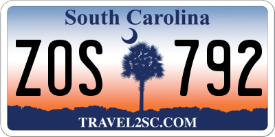 SC license plate ZOS792