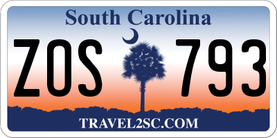 SC license plate ZOS793