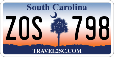 SC license plate ZOS798