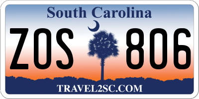 SC license plate ZOS806