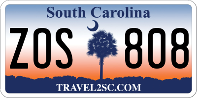 SC license plate ZOS808