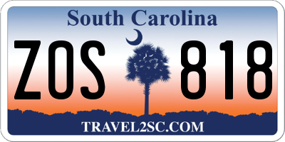 SC license plate ZOS818