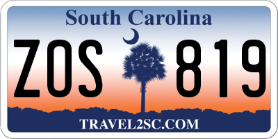 SC license plate ZOS819