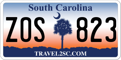 SC license plate ZOS823