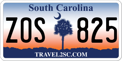 SC license plate ZOS825