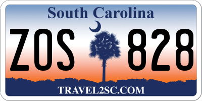 SC license plate ZOS828