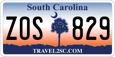 SC license plate ZOS829