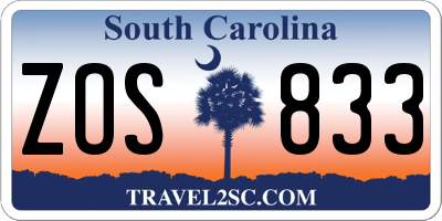 SC license plate ZOS833