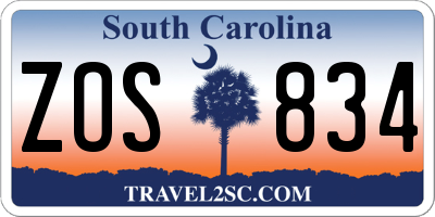 SC license plate ZOS834