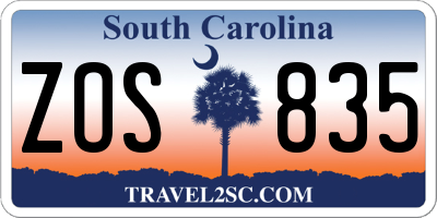 SC license plate ZOS835