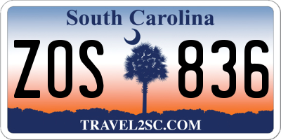SC license plate ZOS836