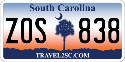 SC license plate ZOS838