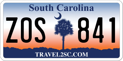 SC license plate ZOS841