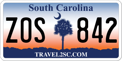SC license plate ZOS842