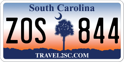 SC license plate ZOS844