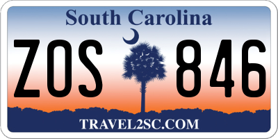 SC license plate ZOS846
